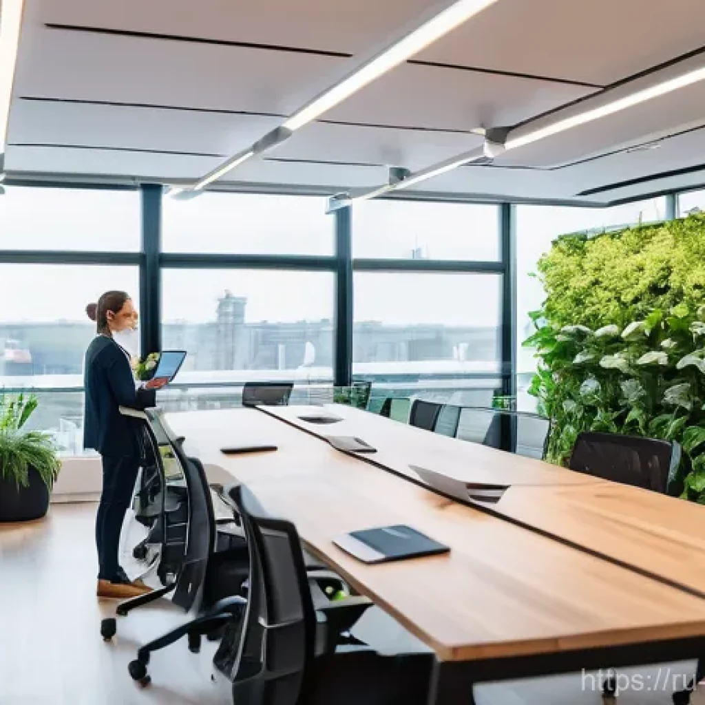 녹색산업 자격증 시험을 준비하는 법 - **Green Innovation Hub:** A modern, brightly lit interior of an innovation lab or co-working space d...